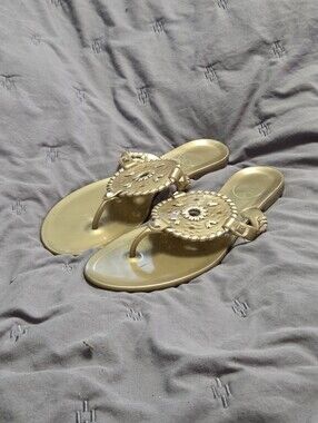 Jack Rogers Georgica Jelly Sandals Gold 8 boho fairy classic Preppy festival